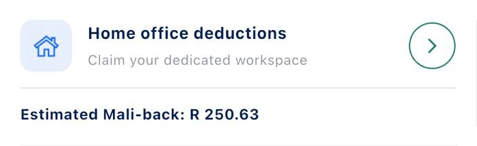 Home office deductions: estimated Mali-back R 250.63